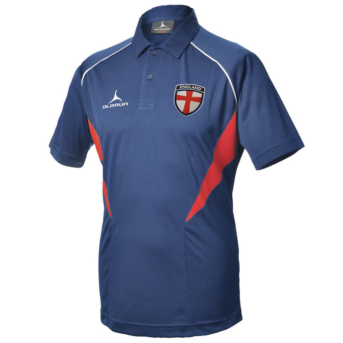 Olorun Flux England Football Polo Shirt - Navy/Red/White