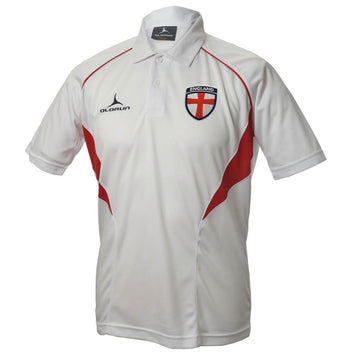 Olorun Flux England Football Polo Shirt - White/Red/Red
