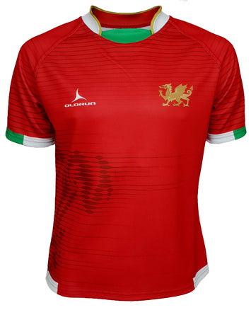Olorun Contour Wales Home Nations Rugby Shirt ( Home Design - Red )