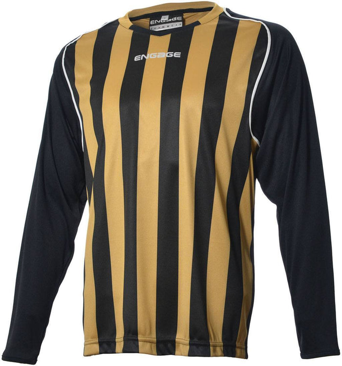 Engage Pro-Stripe Men's Football Shirt  Black/Bronze/White (Fast Delivery)